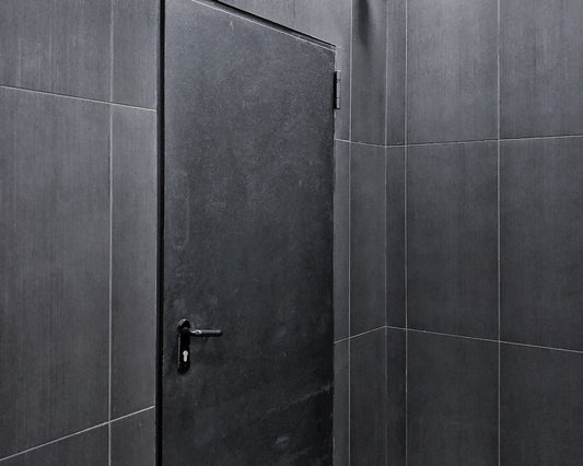 closed black door
