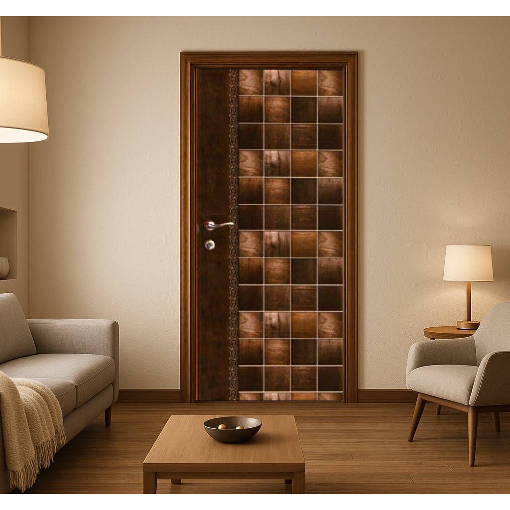 Designer Wooden Flush Door with Ornamental Checkered Pattern.