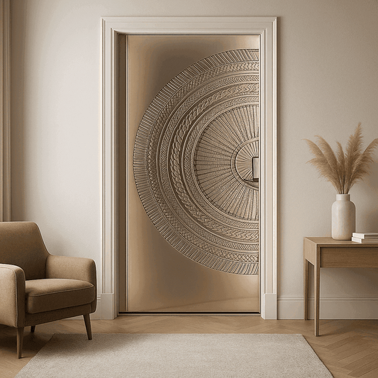 Sculpted Circular Mandala Door in Metallic Bronze – Intricate Luxury Door by TRESSA®.