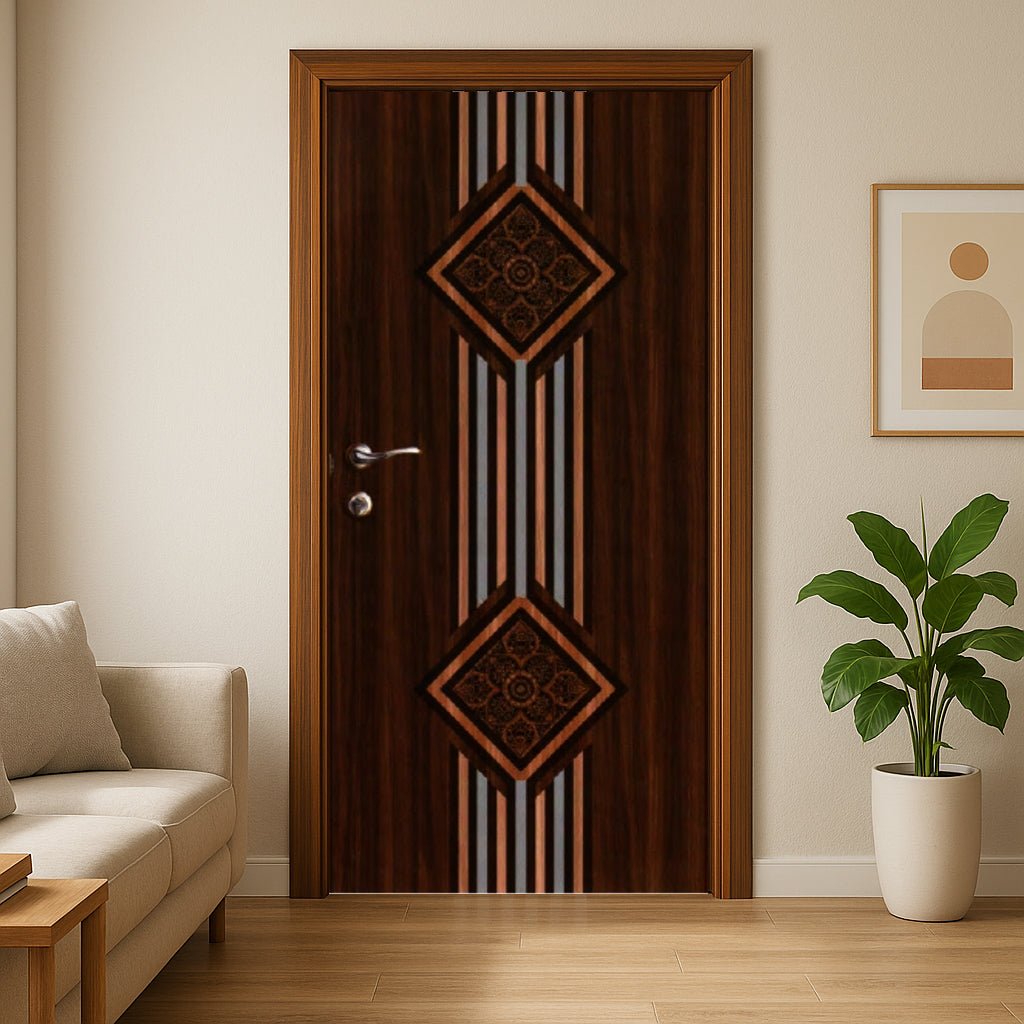 Tressa Floral Diamond Wooden Room Doo |Traditional with Modern Finish.