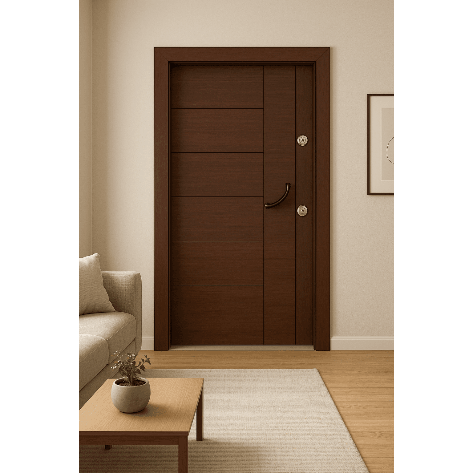 Tressa Modern Panelled Door - Brown Wood Interior/Entrance Door.