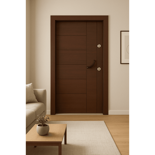 Tressa Modern Panelled Door - Brown Wood Interior/Entrance Door.