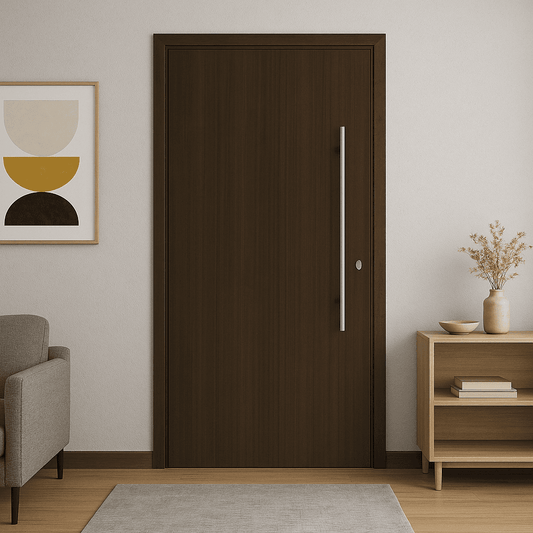 Tressa Pura Modern Flush Door - Dark Wood Minimalist Interior Door.