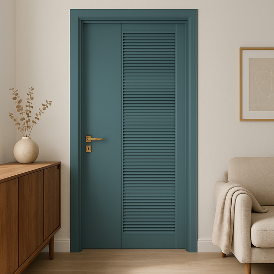 tressa Modern Slatted Wooden Door in Elegant Green Finish